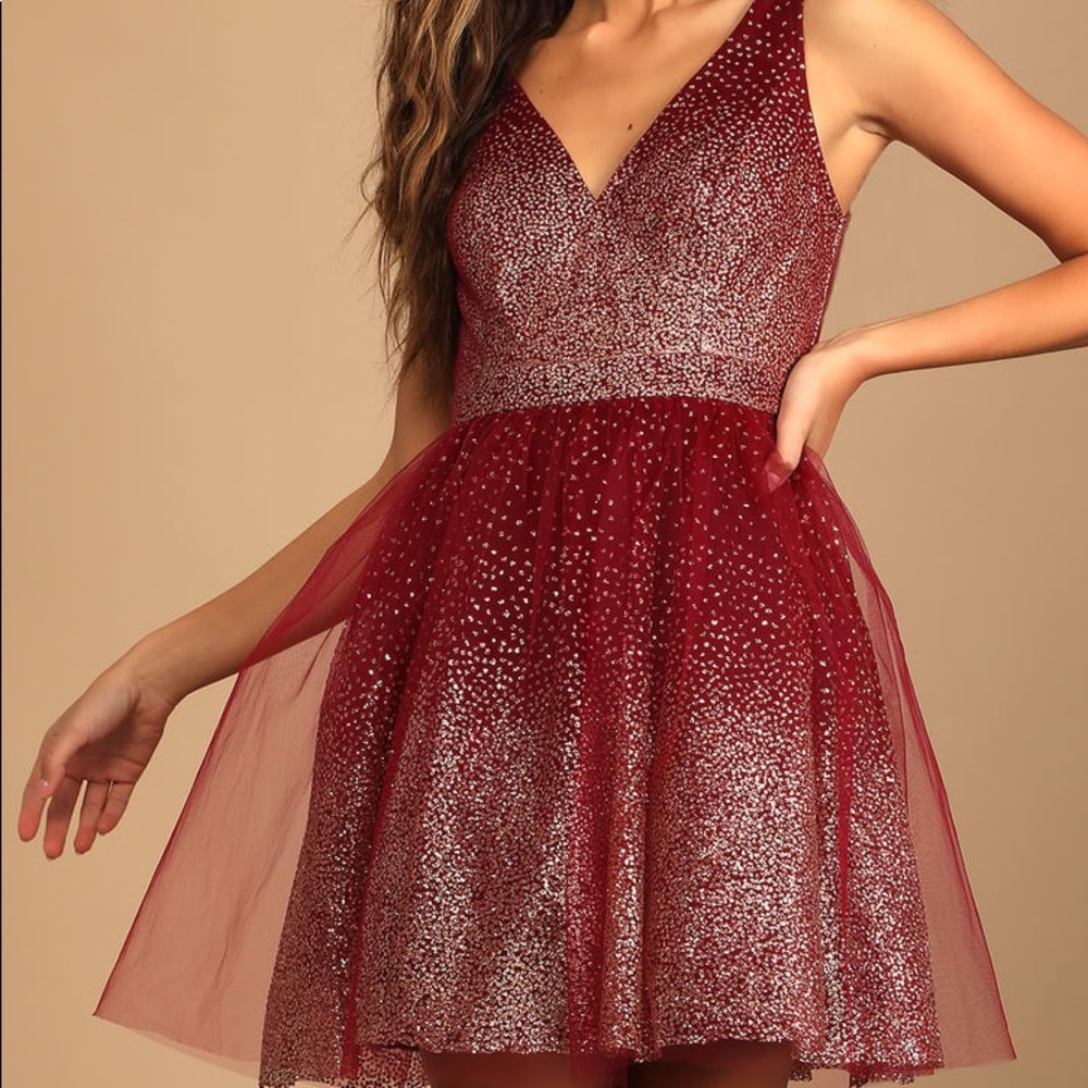 Ballerina Dream Burgundy and Gold Skater Dress